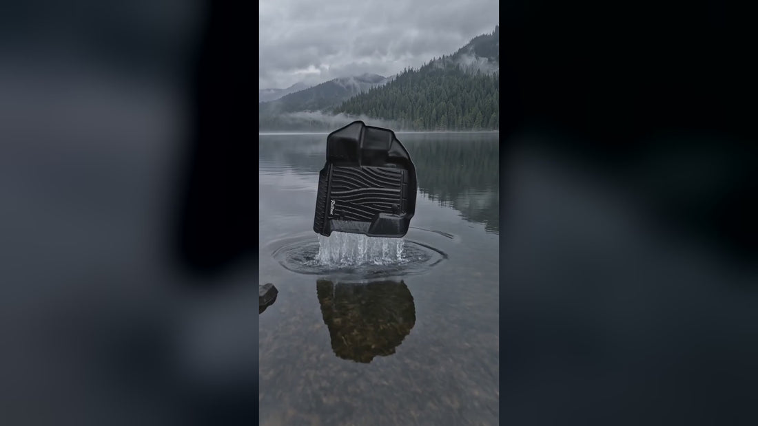 RevTread floor mats ad opener: mat pulled from a lake, tread close-ups, logo