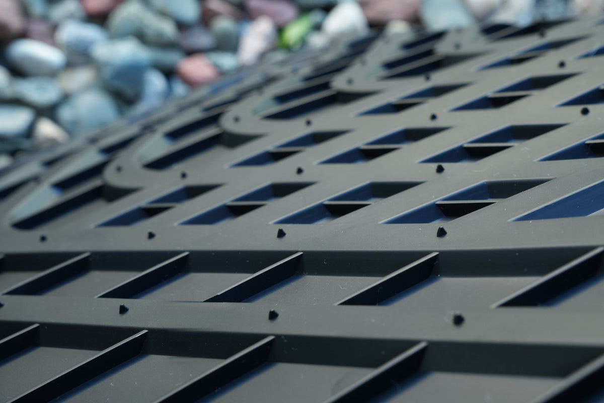 Anti-slip nibbed backing on the underside of a RevTread floor mat