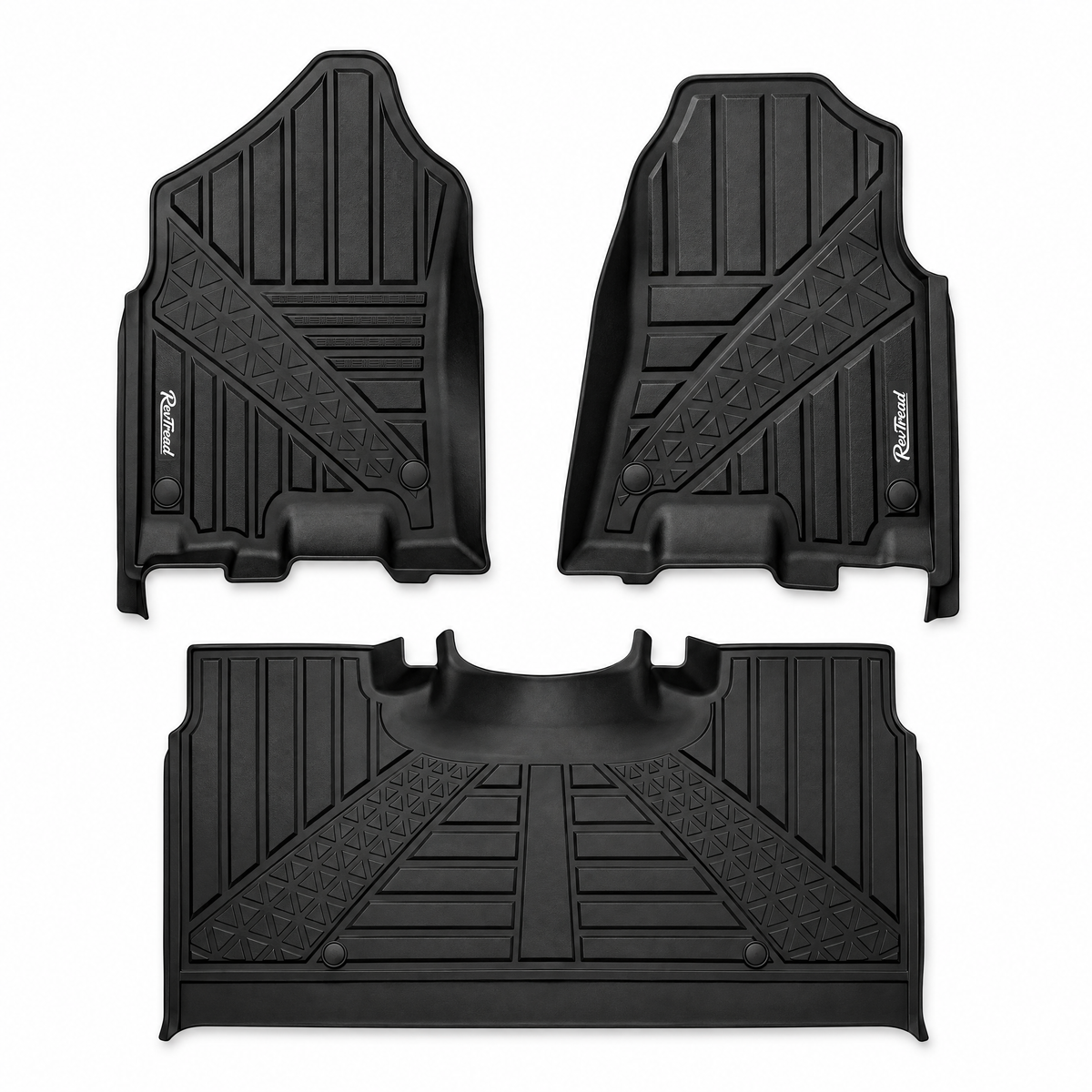 RevTread all-weather floor mats for Ram 1500 and Ram 1500 TRX Crew Cab, full front and rear set
